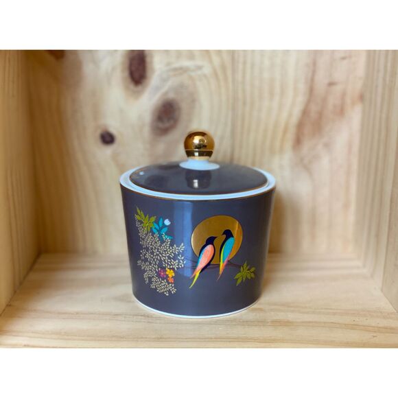 Sara Miller London Chelsea Porcelain Dark Grey Lidded Sugar Bowl & Pink Creamer - Picture 2 of 14